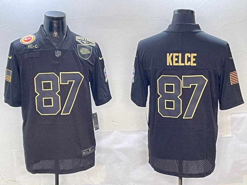 Men Kansas City Chiefs #87 Kelce Black 2025 Nike Salute to Service Limited NFL Jersey style 2